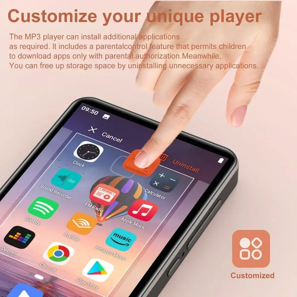 MP3 Player, Bluetooth, WiFi, Spotify, Audible, 4" IPS, Browser, 1TB Storage