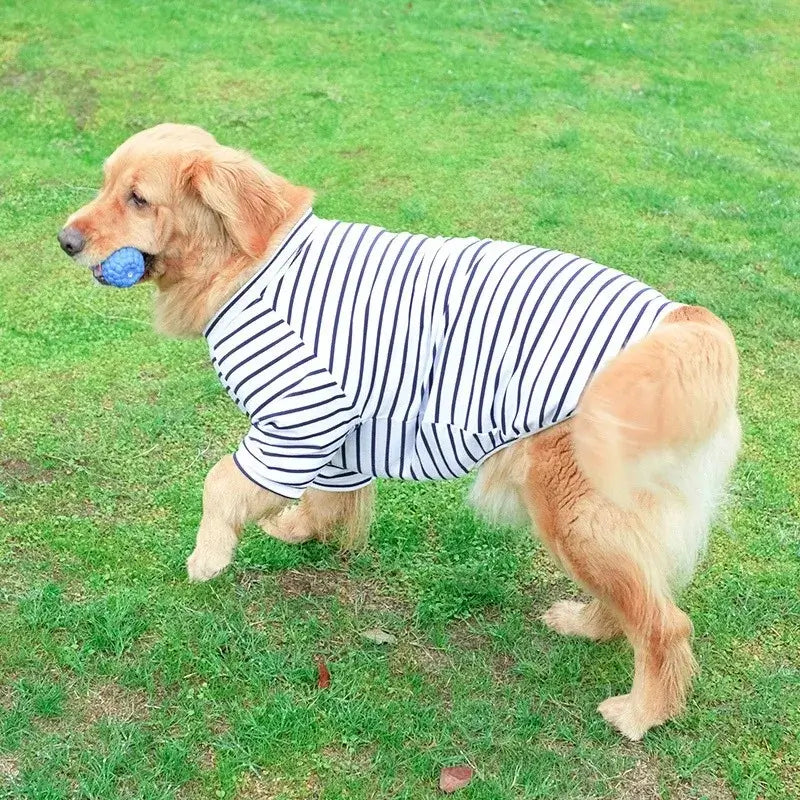 Stylish Dog Summer Striped T-shirt for Large Dogs
