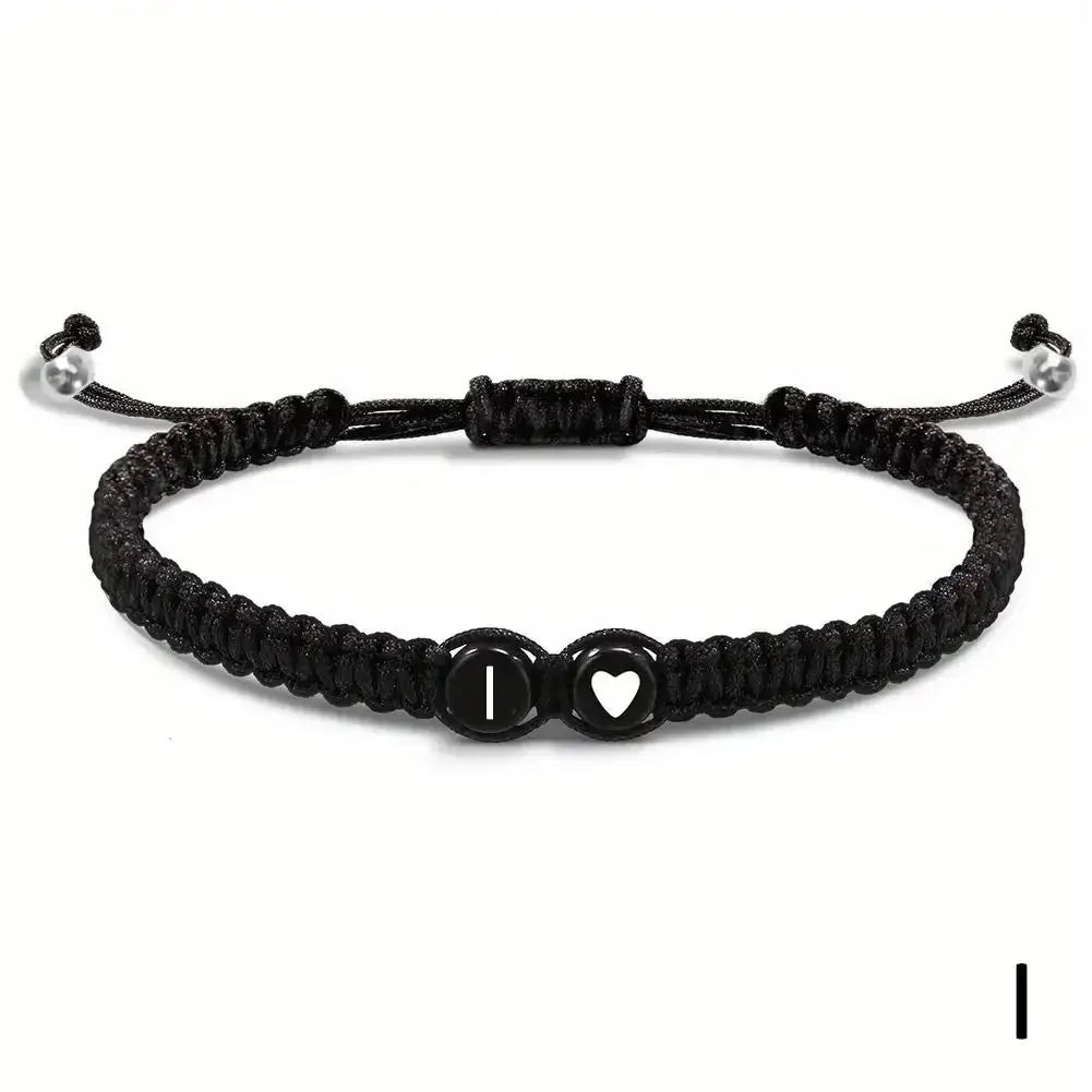 26 Letters Initial Heart Bracelets Handmade Adjustable A-Z Name Braided Bracelets For Women Men Friendship Jewelry Gifts