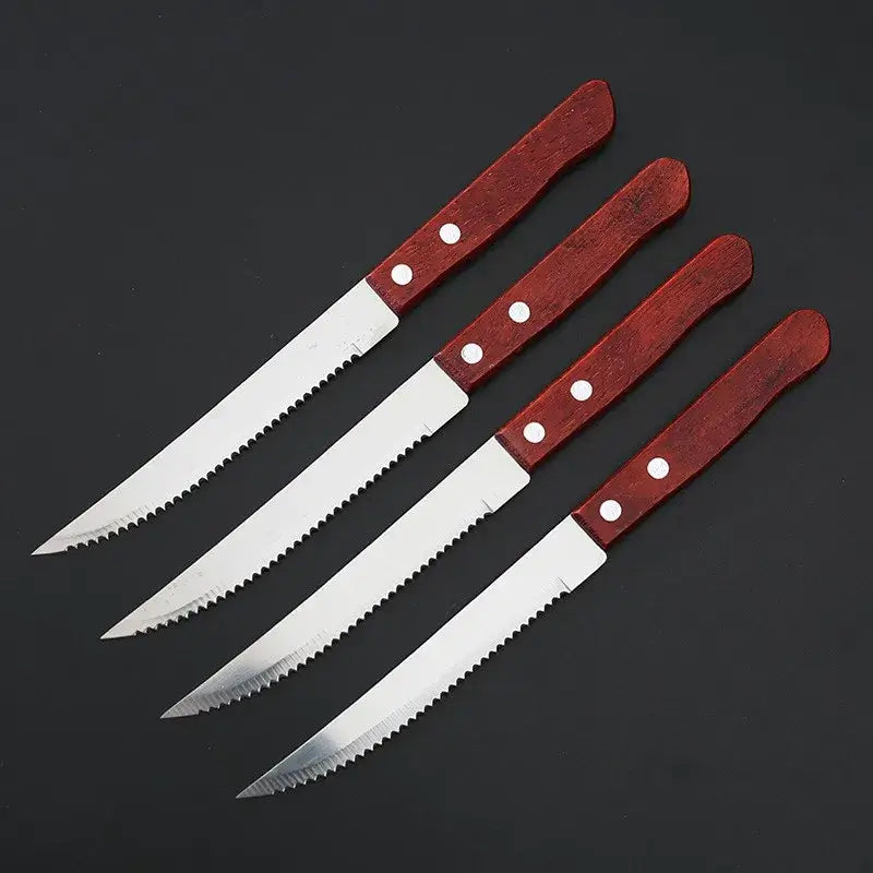 Stainless Steel Steak Knife Set with Wooden Handle