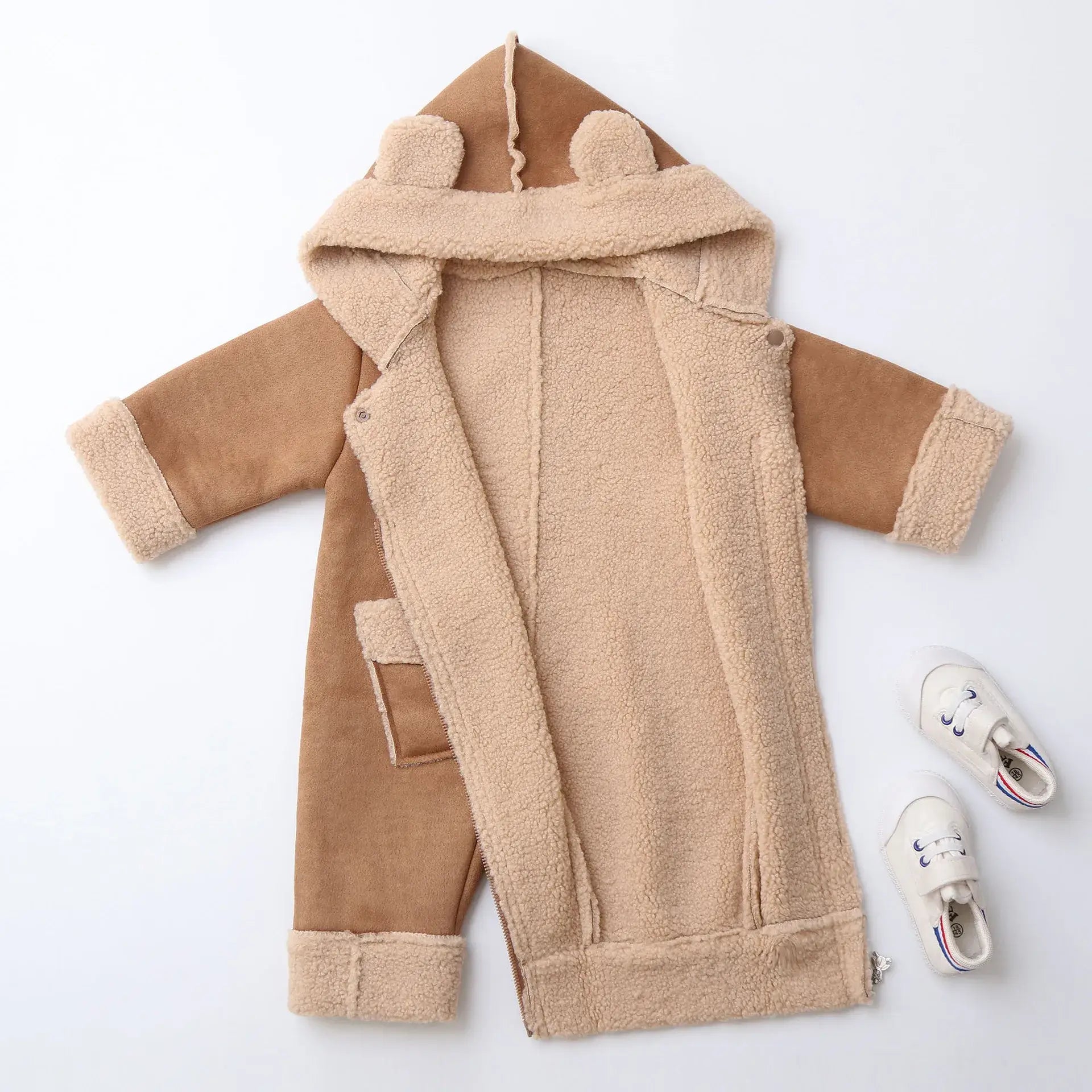 winter baby fur hoodie romper