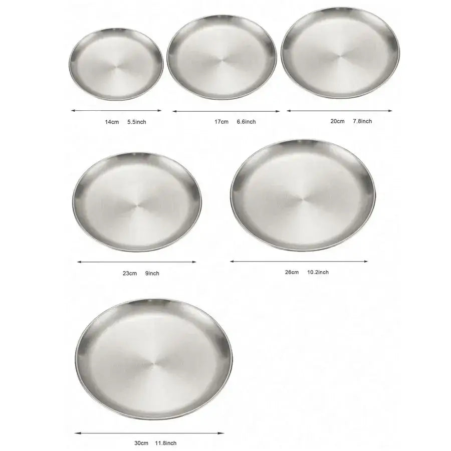 4pcs Stainless Steel Silver Plates - Korean Style