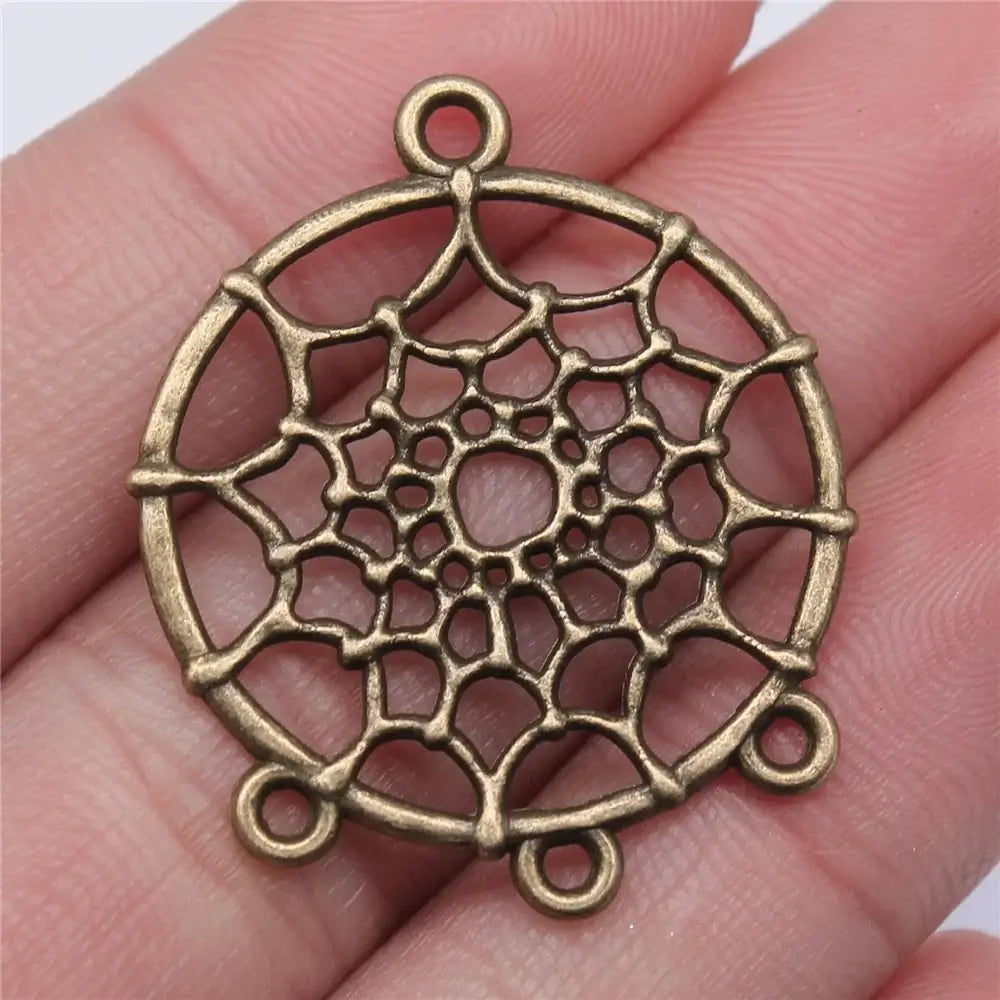 WYSIWYG 10pcs 28x34mm Metal Alloy Dream Catcher Connector For Diy Jewelry Dream Catcher Pendant Charms Diy Making