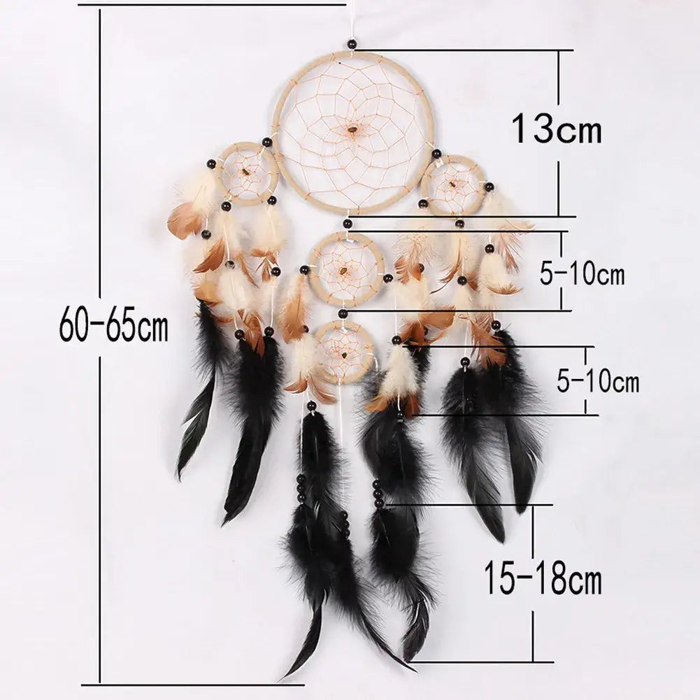 Dream Catcher Wind Chimes Art Chimes Home Craft Dreamcatcher Ornament Hanging Bedroom Decoration Gift Black Indian Feather