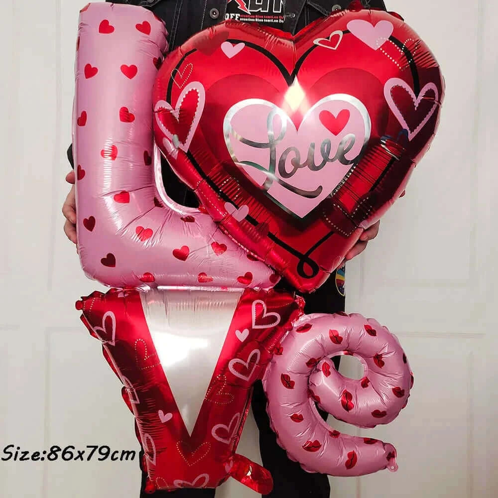 I Love You Kiss Me Lips Love Foil Balloon For Valentines Day Decoration Wedding Anniversary Inflatable Balloon Birthday Gifts