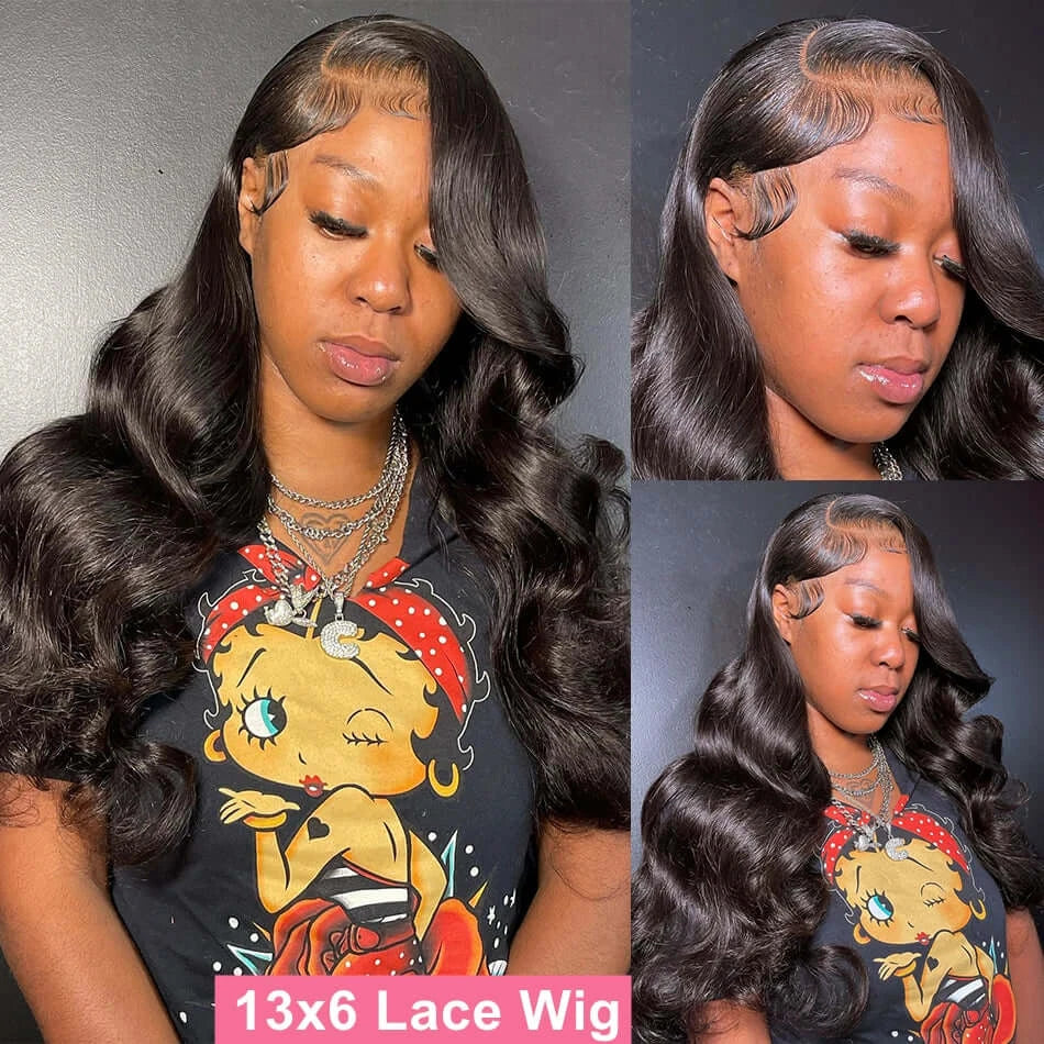 Neddie 250 Density 13x6 HD Transparent Body Wave Lace Frontal Human Hair Wigs For Women Brazilian 13x4 Lace Front Wig 30 40 Inch