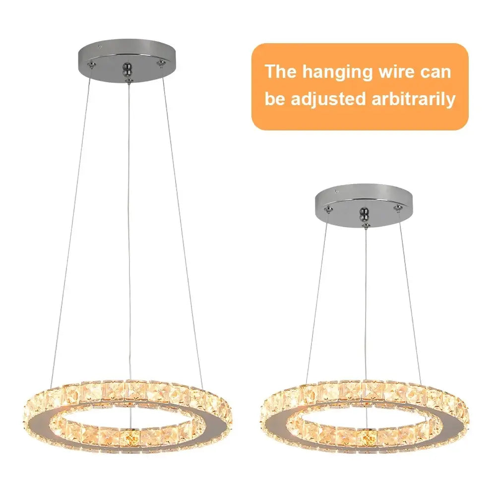 GreeLustr Crystal Ring LED Pendant Light, 1 or 3 Rings