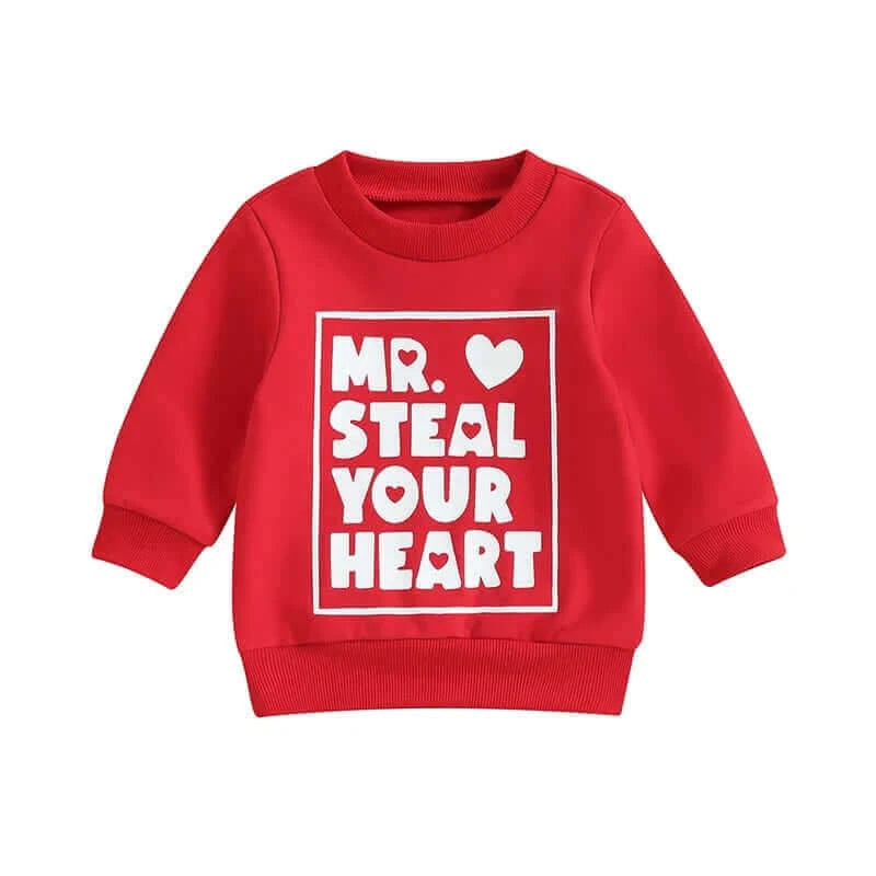 2023-10-17 Lioraitiin 0-3Y Toddler Baby Girl Valentines Day Outfit Letter Print Crewneck Sweatshirt Pullover Sweater Shirt