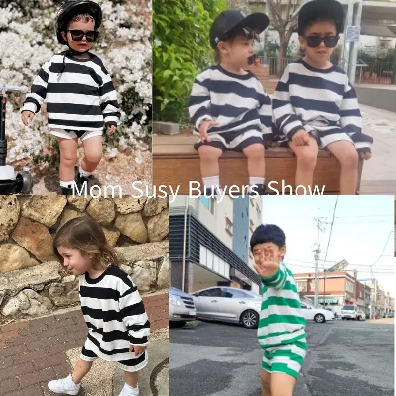Cotton Striped Clothes Set for Kids 1-7Y