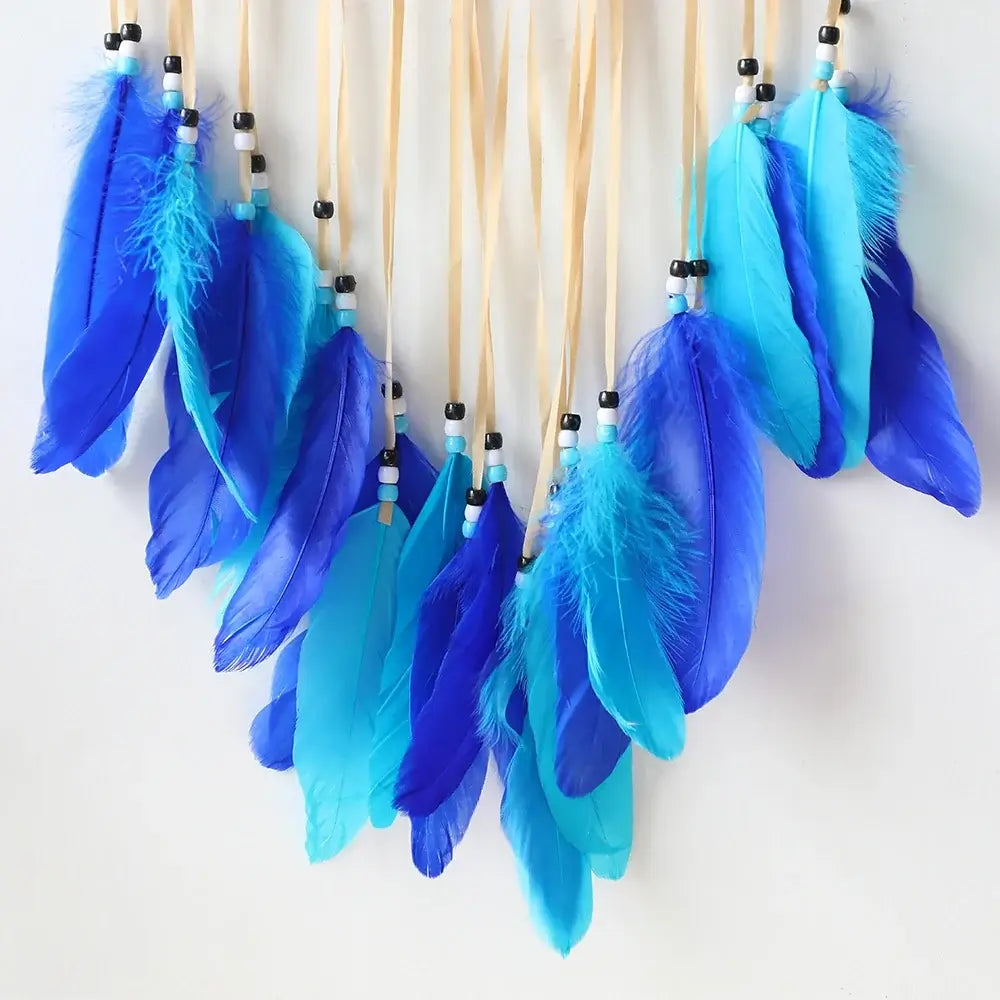 Evil Eye Dream Catcher Boho Room Decor Handmade Eye Wall Decor Blue Feather Dreamcatcher Wall Hanging Wall Art Living Room Gift