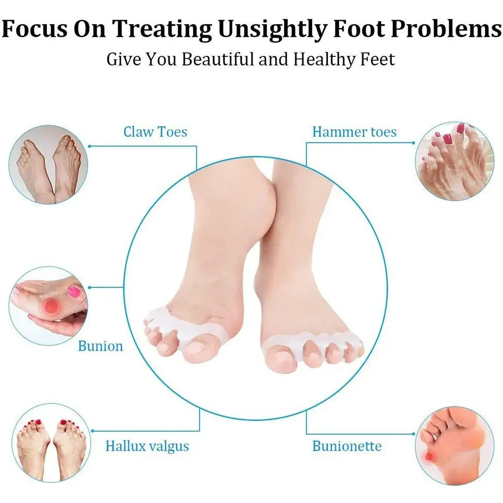 Gel Toe Spreaders Separator Silicone Bunion Correctors for Bent Claw Curved Toes Toe Straighteners for Women &Men Foot Care Tool