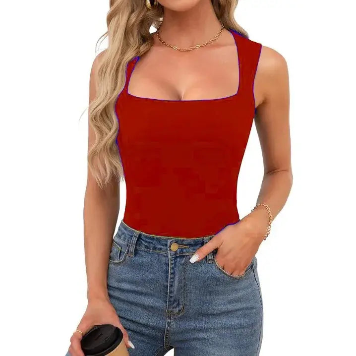 Slim Fit Square Collar Sleeveless Vest for Women Stylish Trendy Base Layer Top Fashionable Casual Wear Versatile Comfortable