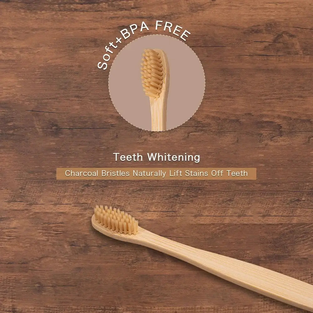 Bamboo World Adult Bamboo Toothbrushes - Set of 10