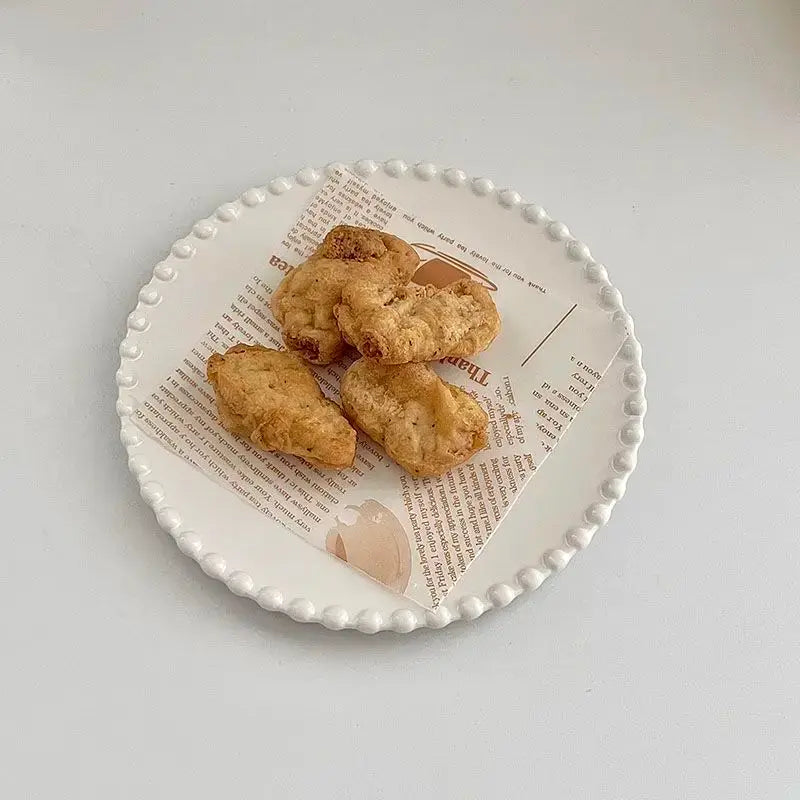 Elegant French Ins Ceramic Plates - Pearl Edge Design