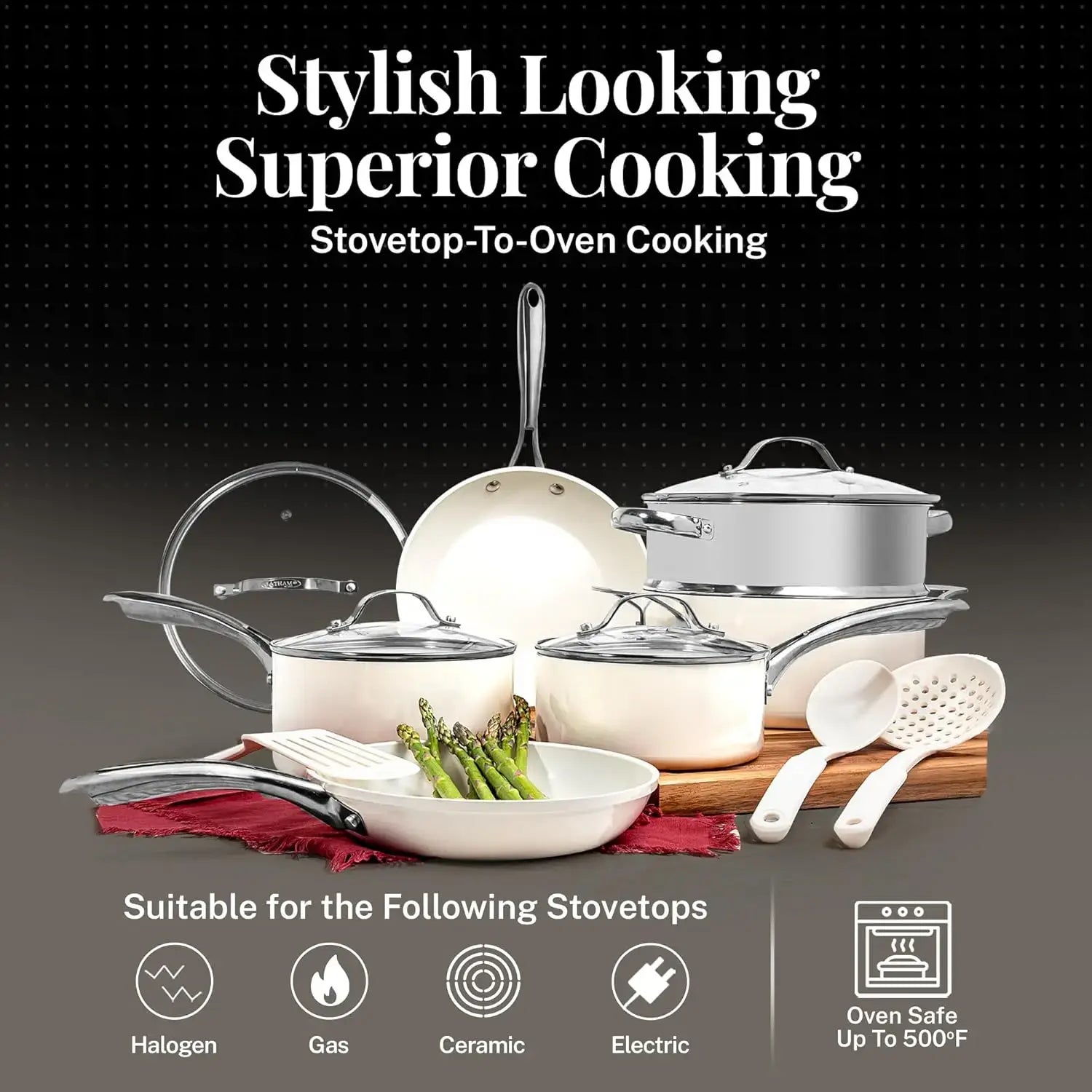 20 Pc Non Stick Cookware Set - Ceramic Pots & Pans