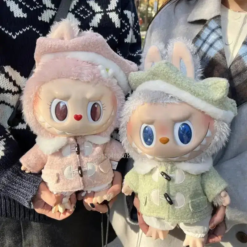For 38 CM LABUBU/MOKOKO vinyl plush doll spring wild summer autumn and winter tweed coat set for labubu outfit decoration