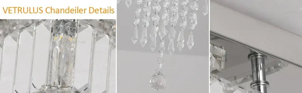 Square Crystal Raindrop LED Ceiling Chandelier