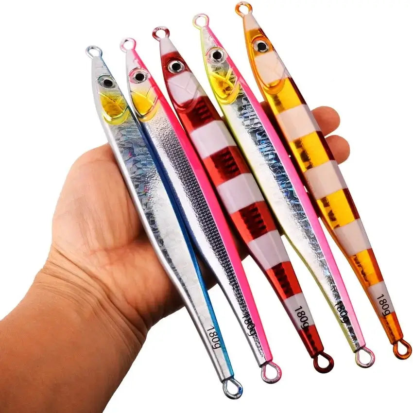 5PC Metal Jig Fishing Lure 60g-180g Swimbait 3D Laser Wobbler Pike