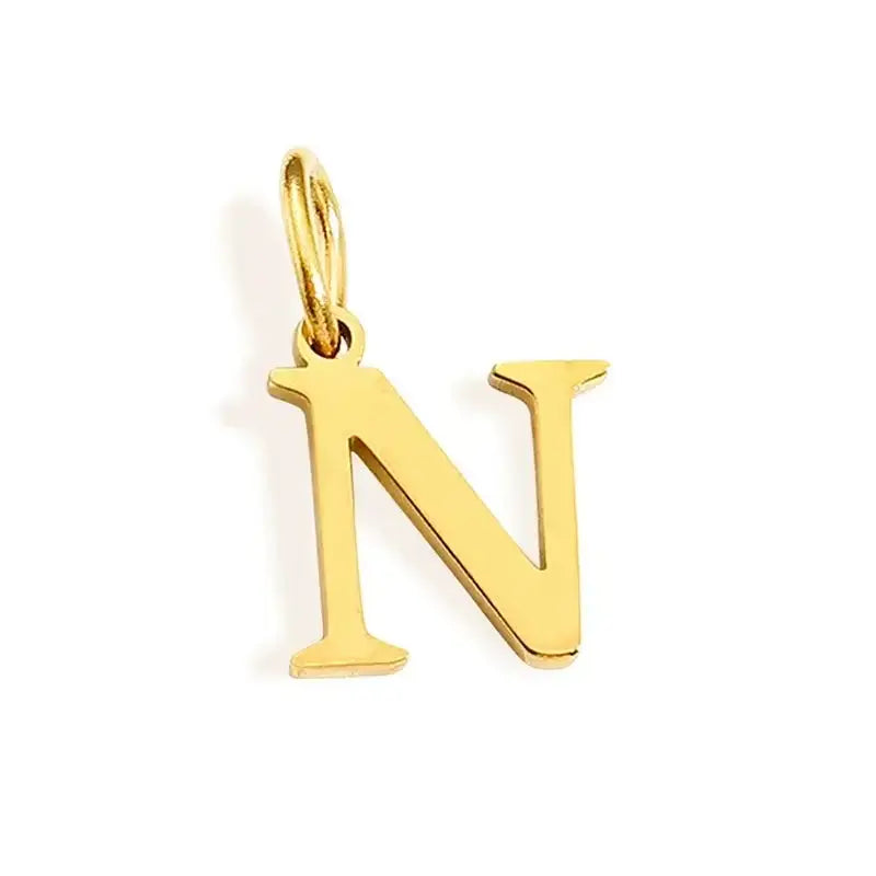 26 Letter Alphabet Initial 10mm Charm Pendant Jewelry Gold Stainless Steel Simple PVD Plated DIY Necklace Bracelet Jewelry