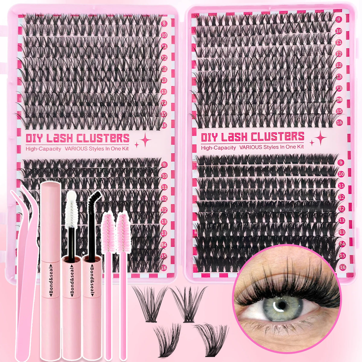 Cluster Lashes Kit – 320 / 600 / 790pcs | Mix-and-Match Lengths | Daily & Party Glam | DIY False Lashes