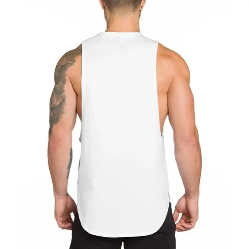 plain Gym Clothing Mens Bodybuilding Stringer Tank Top Summer Cotton Cut Off Fitness Vest Muscle Workout Sleeveless T Shirt