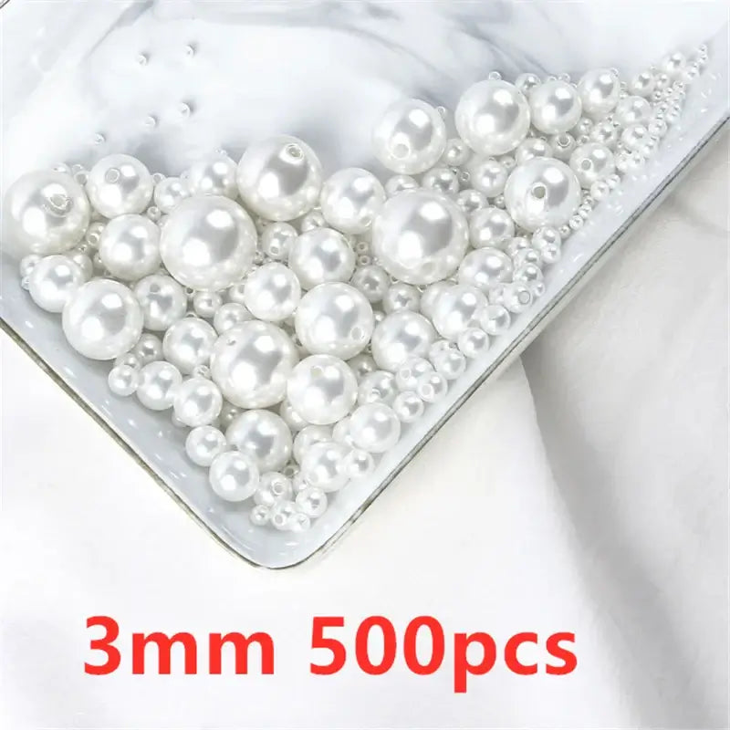 500pcs 3 4 6 8 10 mm Imitation Pearl Beads With Hole Beading Accessories Acrylic Necklace Bracelet Spacer Beads Jewelry Making