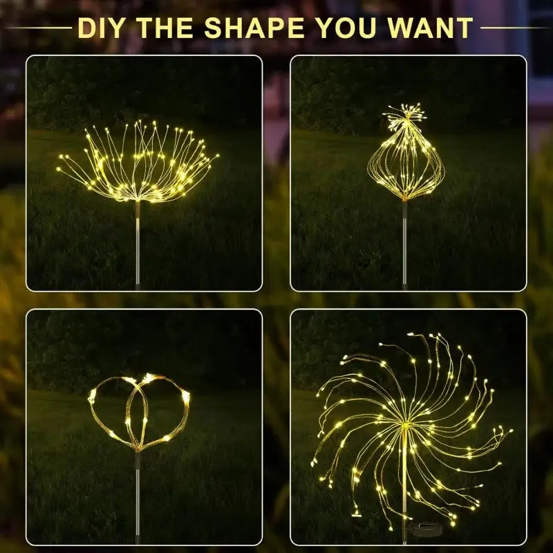 Solar Lights Outdoor Decorative Copper Wire 200 LED Firework Light Waterproof DIY Decorating Yard Garden Patio - Gardening Gifts