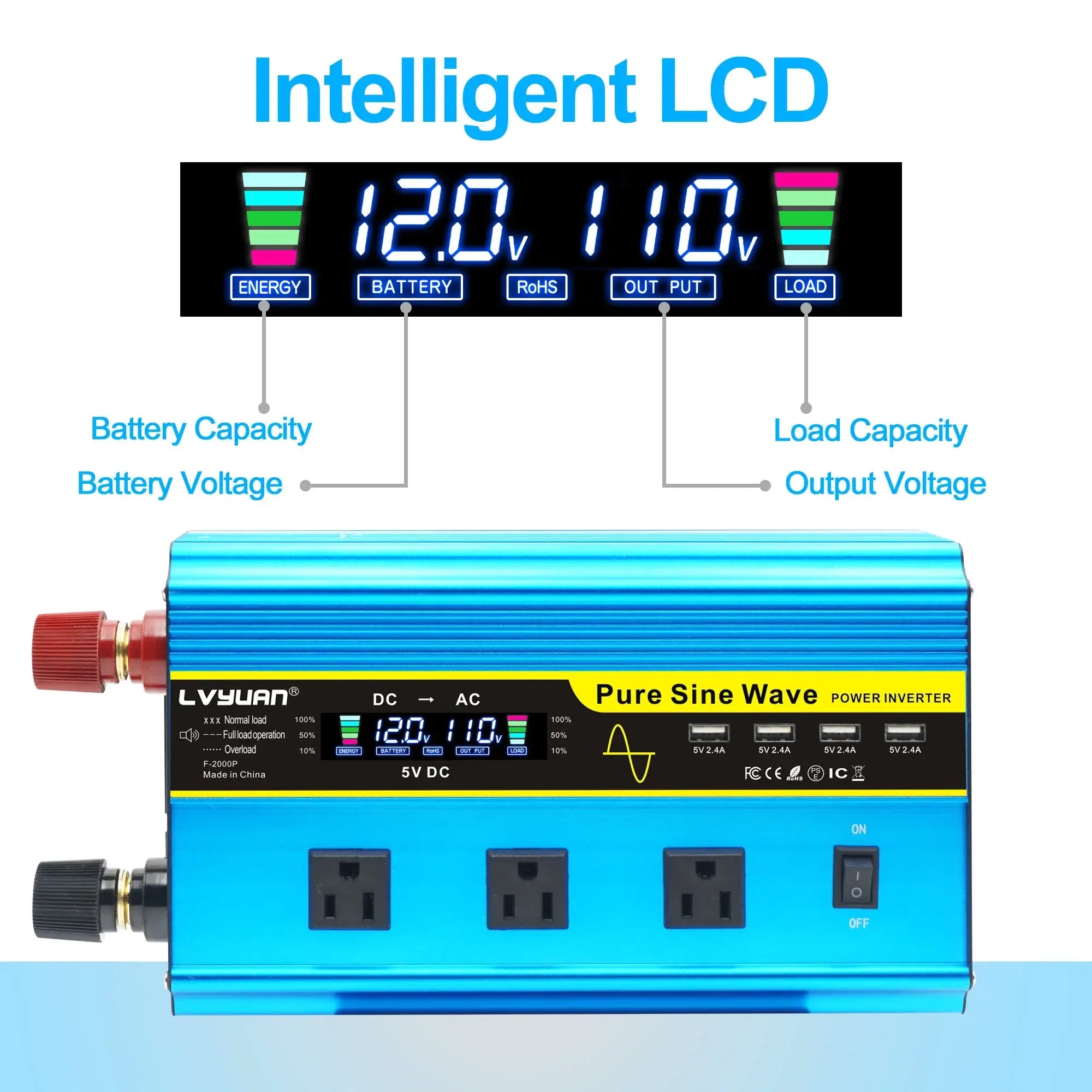 4000W Pure Sine Wave Inverter - Efficient Voltage Converter