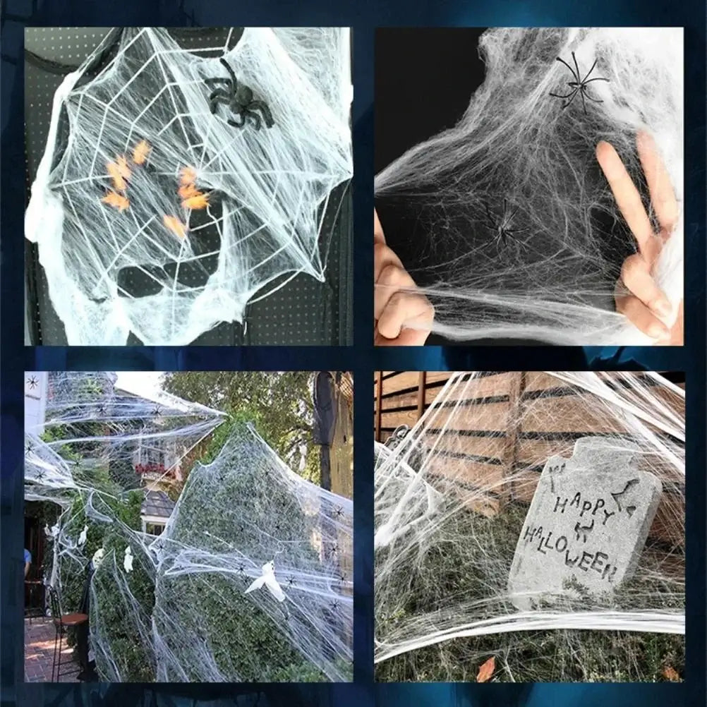 Halloween Glowing in The Dark Spider Web Cotton Luminous Cobwebs Halloween Indoor Outdoor Home Party Haunted House Decorations