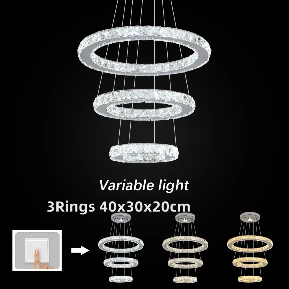 Modern Crystal Ring LED Pendant Chandelier
