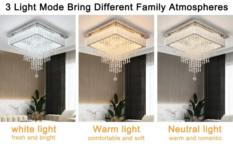 Square Crystal Raindrop LED Ceiling Chandelier