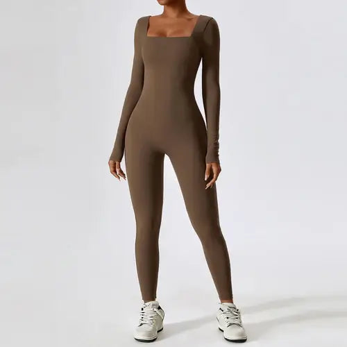 Jumpsuit Gym Workout Yoga Clothes Dance Fitness Long Sleeved One Piece