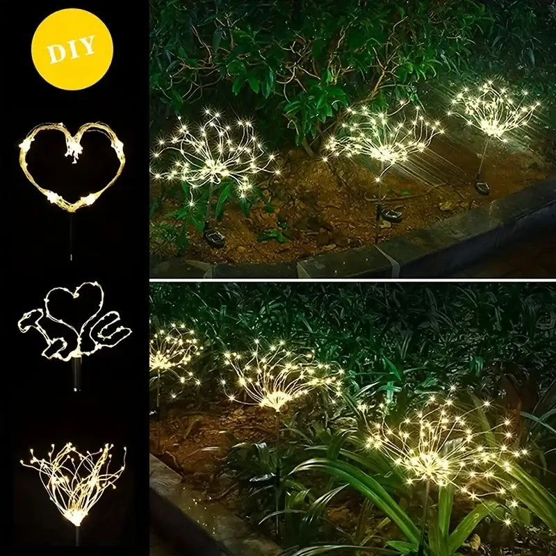 1/2/4/6Pcs Solar Firework Light Waterproof Outdoor 8 Lighting Modes 90-200LED Fairy String Light Christmas Decor For Garden