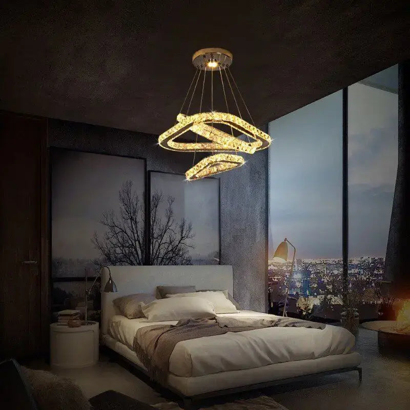 Modern Geometric Crystal LED Pendant Chandelier