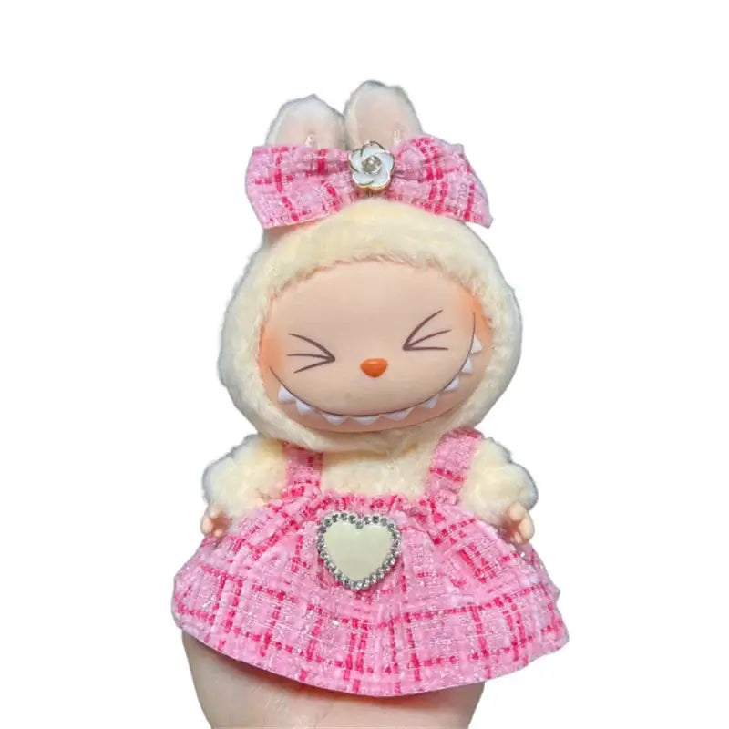 Labubu plush doll skirt set
