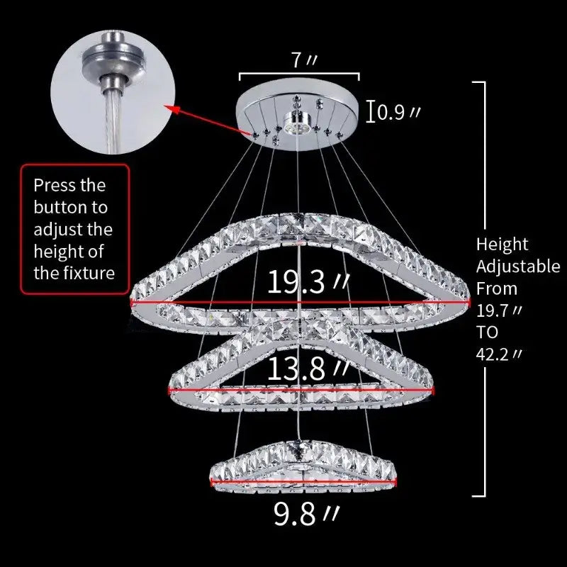 Modern Geometric Crystal LED Pendant Chandelier