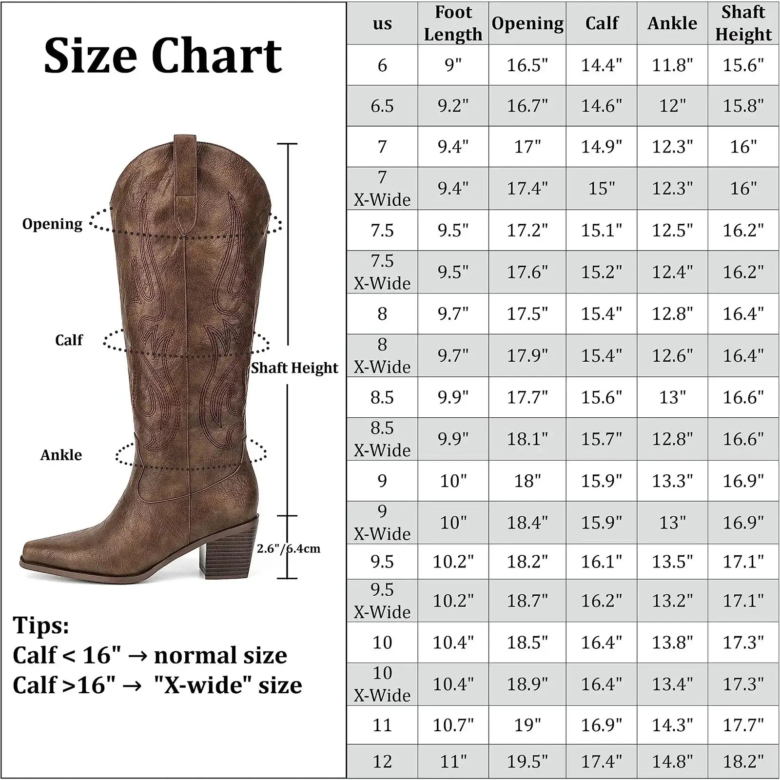 Cowboy Boots for Women - Black Knee High Cowgirl Boots with Classic Embroidered, Slip On Pointed Toe Fashion Retro Brown