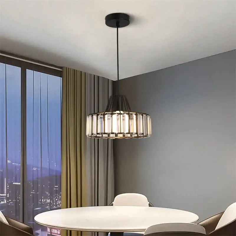 GreeLustr Modern Crystal Pendant Light, Black or Gold
