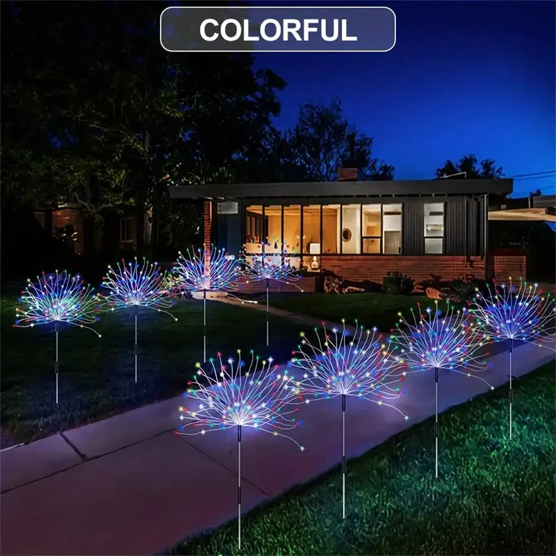 1/2/4/6Pcs Solar Firework Light Waterproof Outdoor 8 Lighting Modes 90-200LED Fairy String Light Christmas Decor For Garden