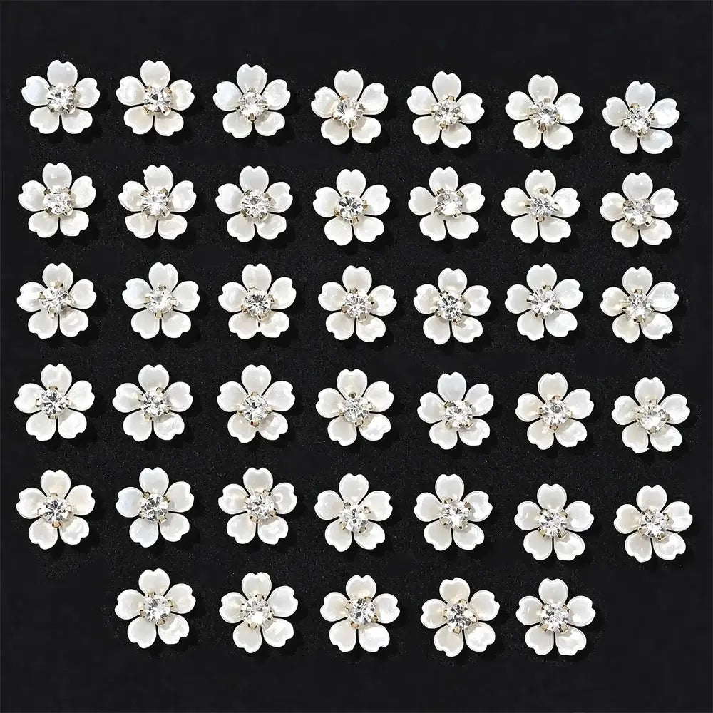 40pcs Imitation Pearl Flower-shaped Rhinestone Buttons for Jewelry Making Decorative Hat Clothes DIY Craft Sewing Accessories