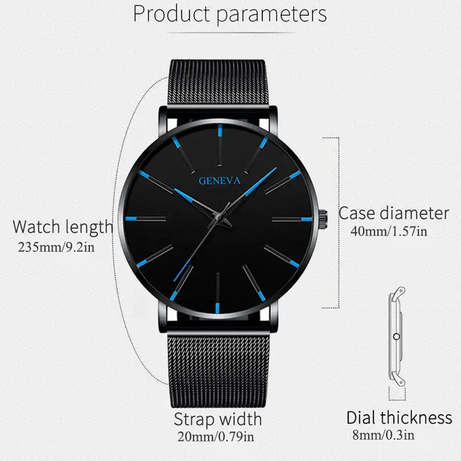JIANUO Unisex Quartz Mesh-Strap Watch