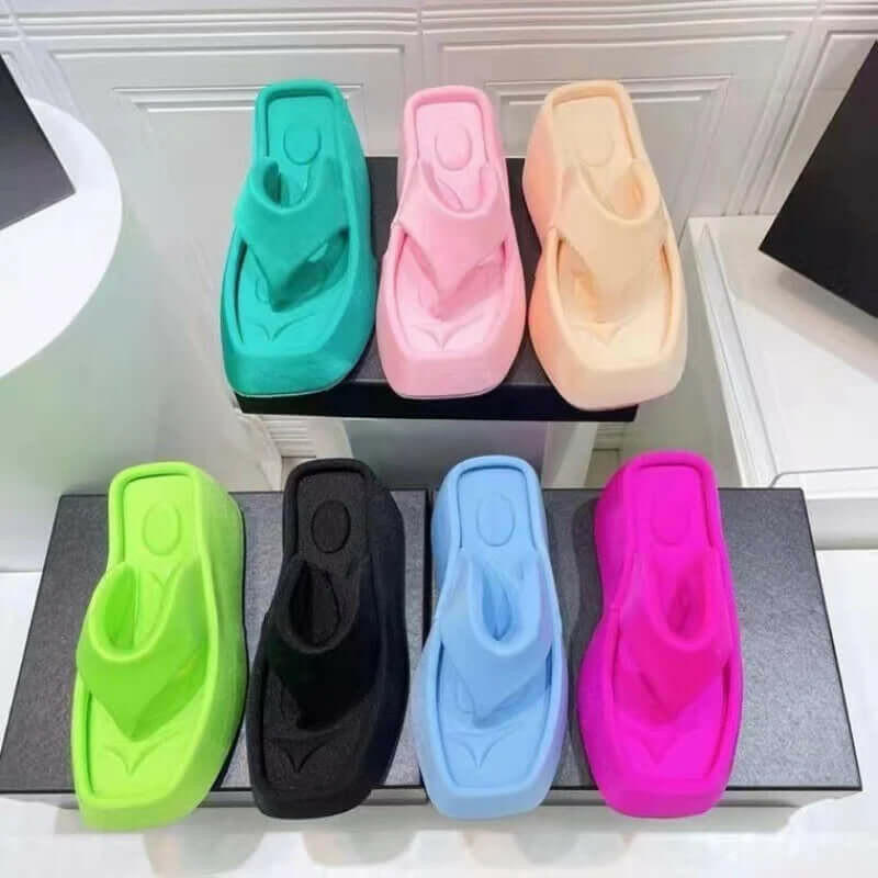 Luxury Platform Square Toe Slippers