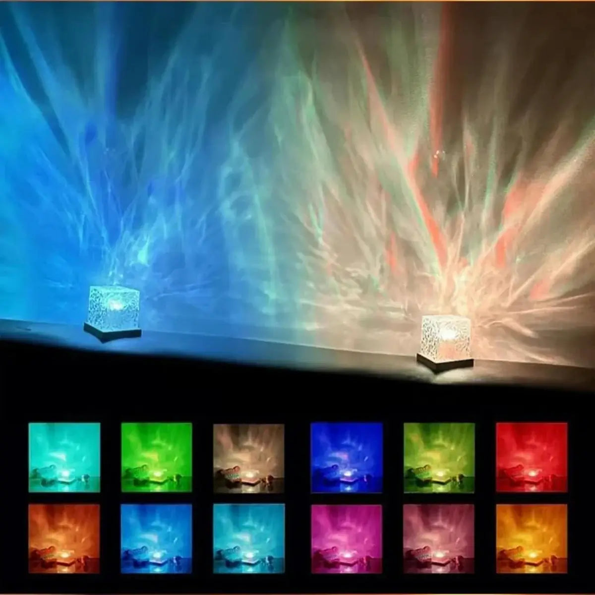 Rotating Water Ripple Projector Night Light – 16 Colors