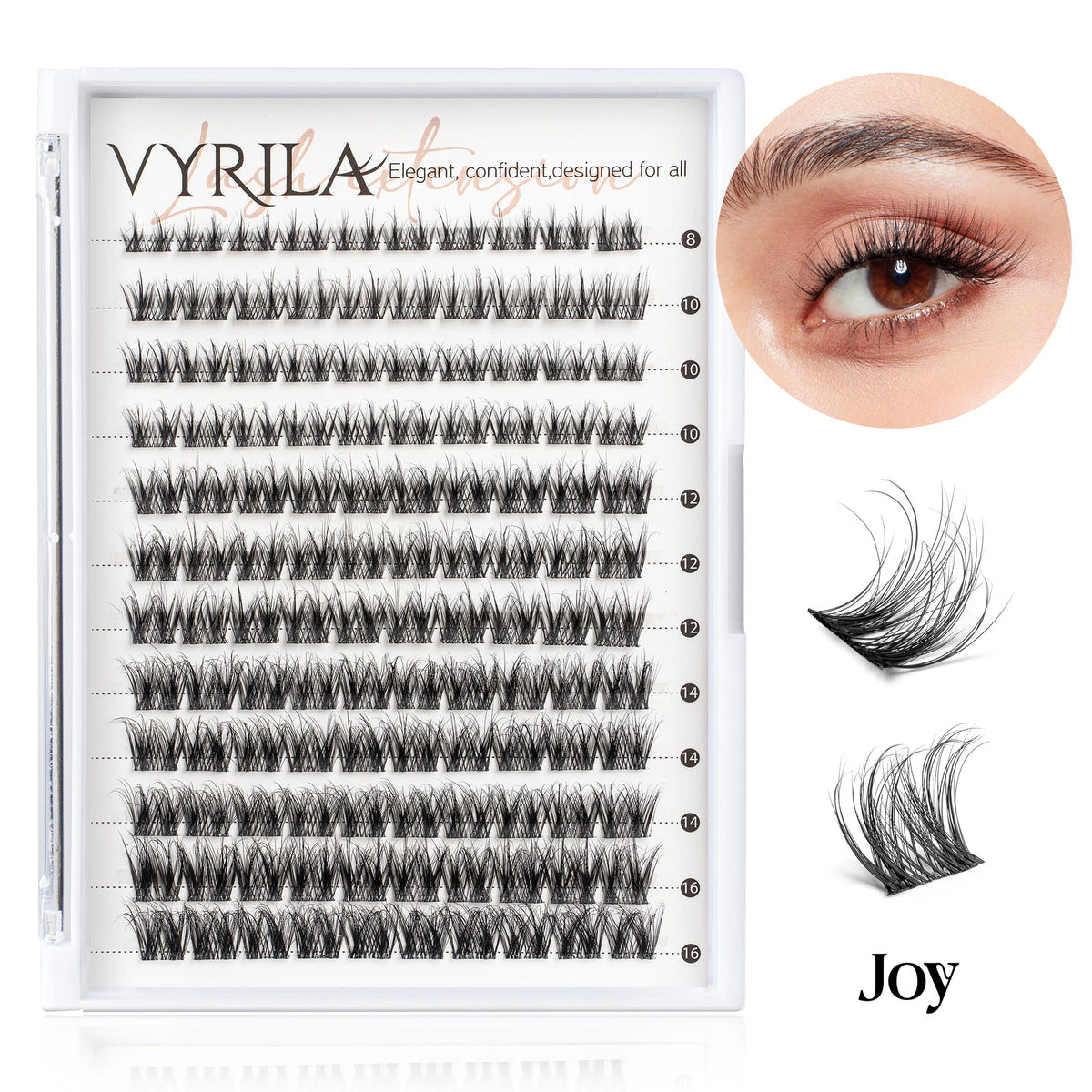 VYRILA Individual Cluster Lashes – C Curl 3D Wispy DIY Eyelash Extensions | 0.05–0.07mm Super Thin Band | Reusable Natural Look