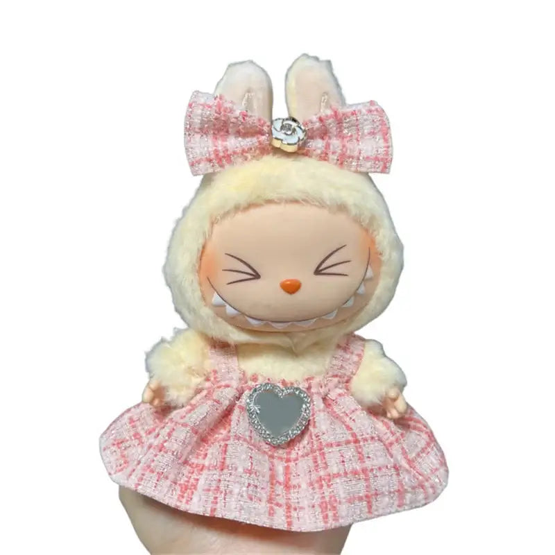 Labubu plush doll skirt set