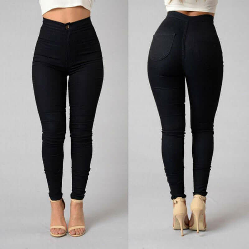 Solid Color Skinny Jeans High Waist Render Jeans