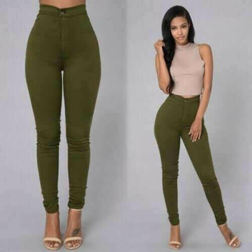 Solid Color Skinny Jeans High Waist Render Jeans