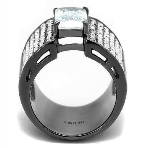 TK2798 - IP Light Black (IP Gun) Stainless Steel Ring with AAA Grade