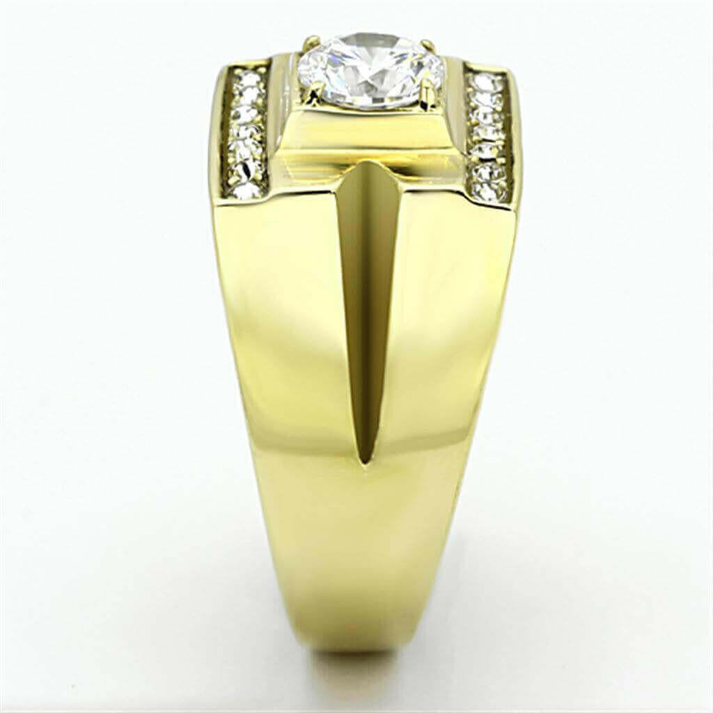 TK777 - IP Gold(Ion Plating) Stainless Steel Ring with AAA Grade CZ