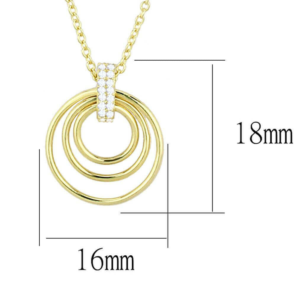TS601 - Gold 925 Sterling Silver Necklace with AAA Grade CZ in Clear